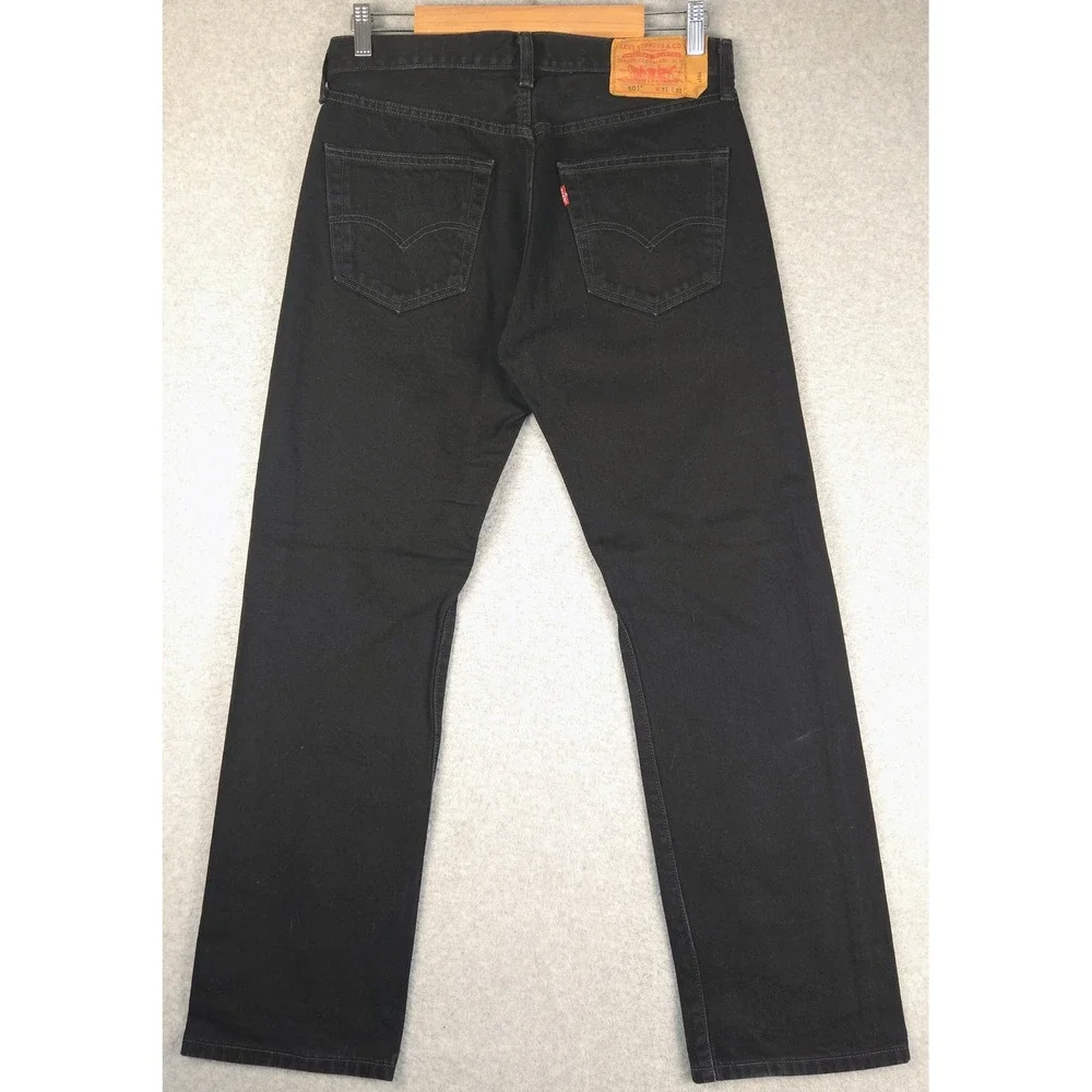 Levis 501 Original Fit Jeans Mens 31x30 Black Denim Straight Leg Button Fly